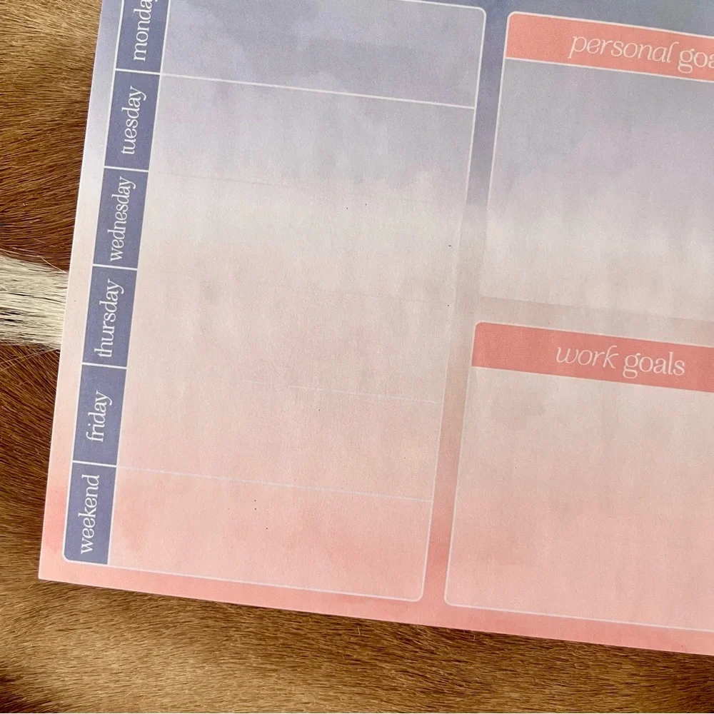 🏷️🎉🆕 kawaii blue pink ombre weekly planner desktop memo pad
